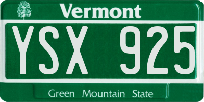 VT license plate YSX925