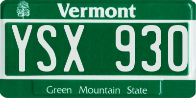 VT license plate YSX930