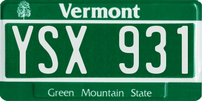 VT license plate YSX931