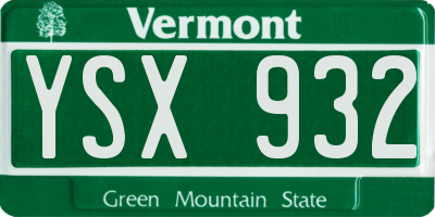 VT license plate YSX932