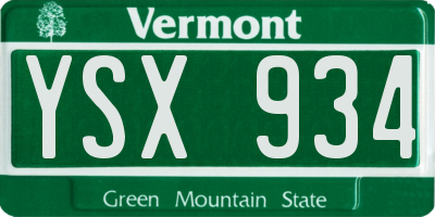 VT license plate YSX934