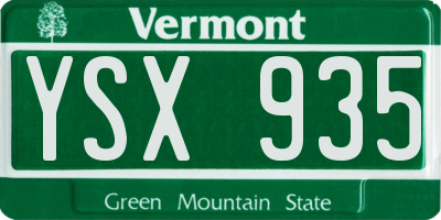 VT license plate YSX935