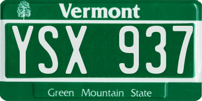 VT license plate YSX937