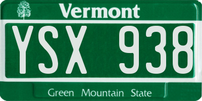 VT license plate YSX938