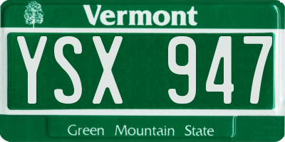 VT license plate YSX947