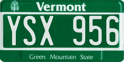 VT license plate YSX956