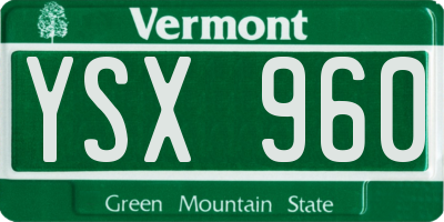 VT license plate YSX960