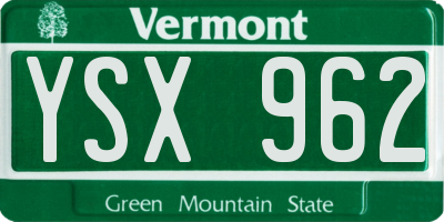 VT license plate YSX962