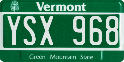 VT license plate YSX968