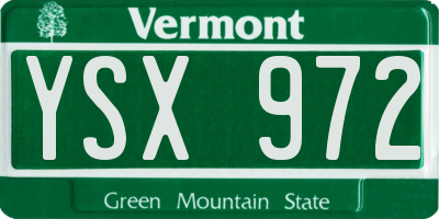 VT license plate YSX972