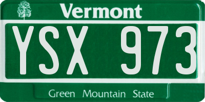 VT license plate YSX973