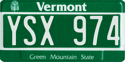 VT license plate YSX974