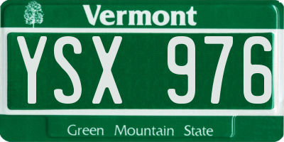 VT license plate YSX976