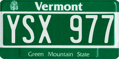 VT license plate YSX977