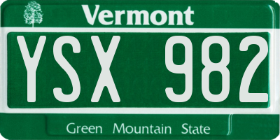 VT license plate YSX982