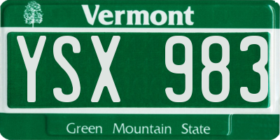 VT license plate YSX983