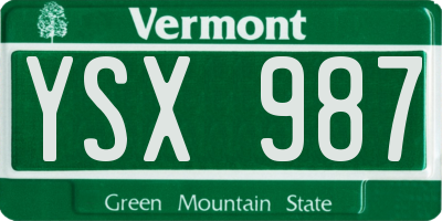 VT license plate YSX987