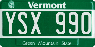 VT license plate YSX990
