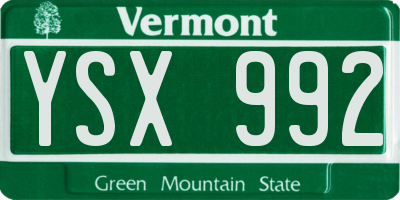 VT license plate YSX992