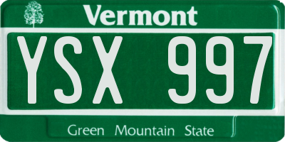VT license plate YSX997