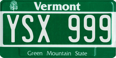 VT license plate YSX999