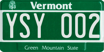 VT license plate YSY002