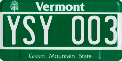 VT license plate YSY003