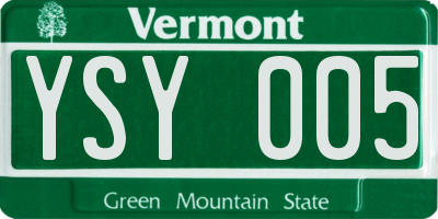 VT license plate YSY005