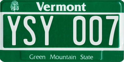 VT license plate YSY007