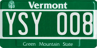 VT license plate YSY008