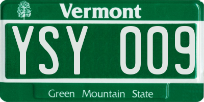 VT license plate YSY009