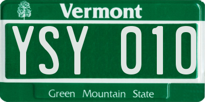 VT license plate YSY010