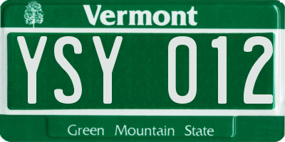 VT license plate YSY012