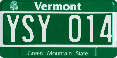 VT license plate YSY014
