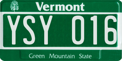VT license plate YSY016