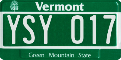 VT license plate YSY017