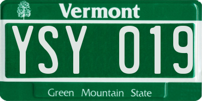 VT license plate YSY019