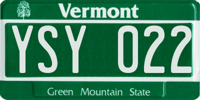 VT license plate YSY022