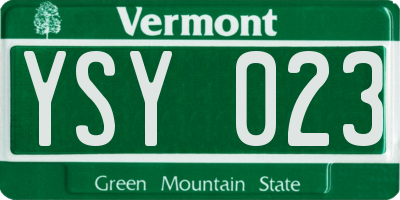 VT license plate YSY023