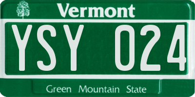 VT license plate YSY024