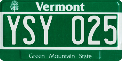 VT license plate YSY025
