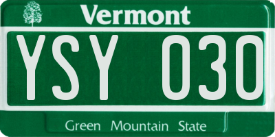 VT license plate YSY030