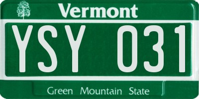 VT license plate YSY031