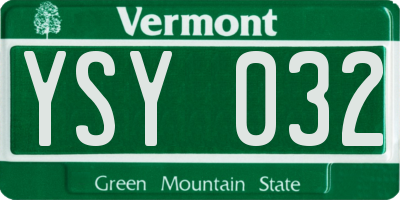VT license plate YSY032