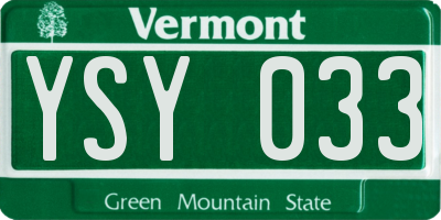VT license plate YSY033