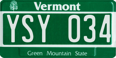 VT license plate YSY034