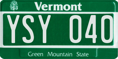 VT license plate YSY040
