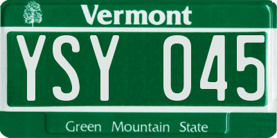 VT license plate YSY045