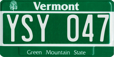 VT license plate YSY047