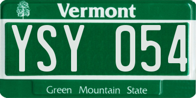 VT license plate YSY054